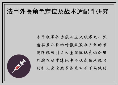 法甲外援角色定位及战术适配性研究